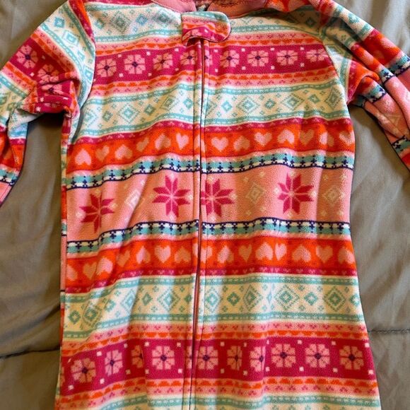 5t carters fleece footed striped heart pattern pajamas - Picture 3 of 4